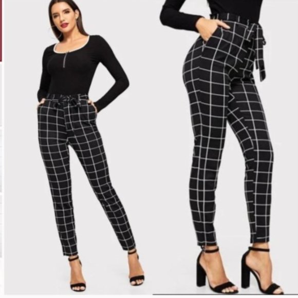 Have Pants - NWT HAVE LA Black Grid Print Tie Waist Soft Pant S
